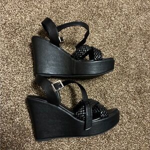 Black Wedge Sandals